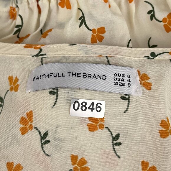 Faithfull The Brand Tie Waist‎ La Guardia Crop Top Marje Orange Floral Womens 4 - Picture 11 of 16